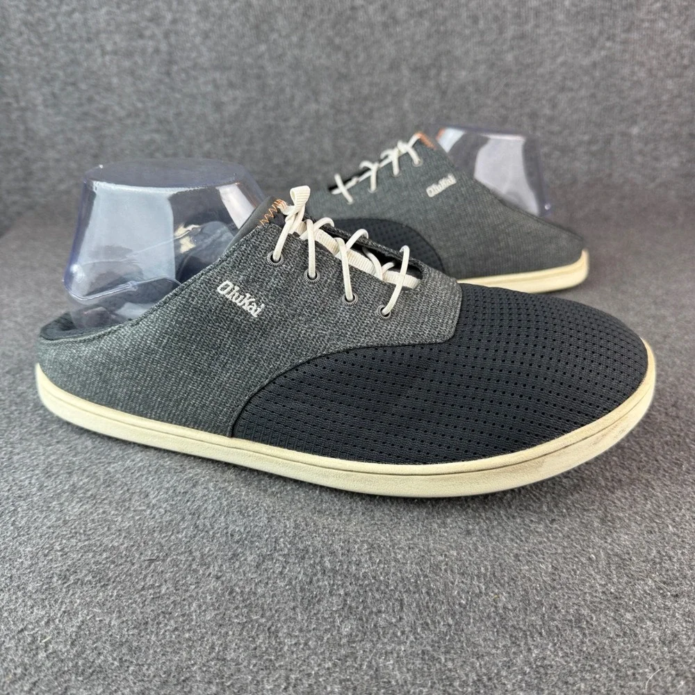 OluKai Nohea Moku Navy Blue Mesh Canvas Boat Shoes Mens 10
